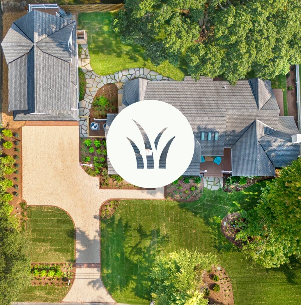 Backyard landscape design with patio and walkway