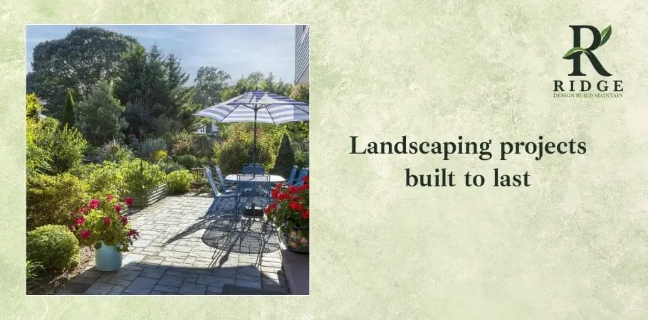 Ridge landscaping contractors installing plants, garden beds, and hardscape features.